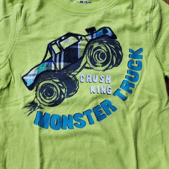 Jumping Beans Lime Green Monster Truck "Crush King" T-Shirt Size 5/6 - Picture 5 of 8